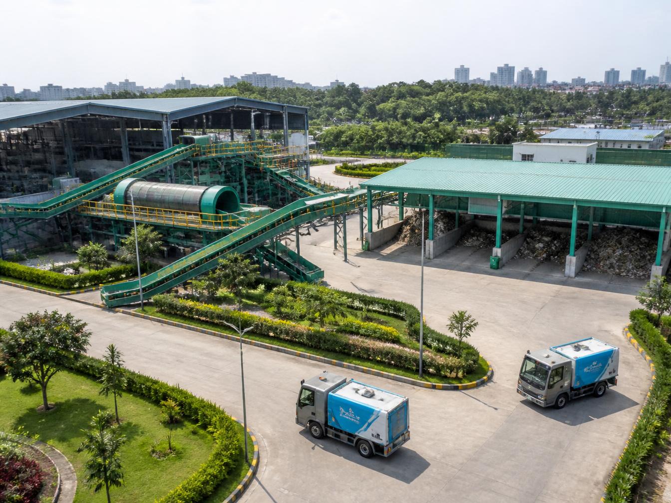 Aerial view of an HR Square environmental processing facility